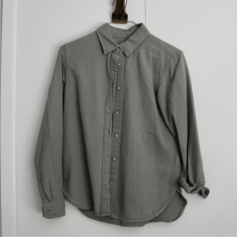 Uniqlo sage green flannel button down shirt